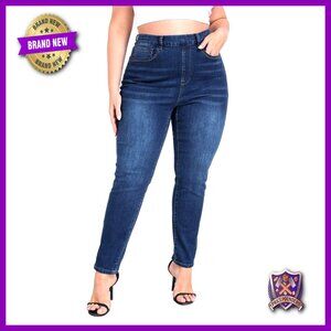 Plus Size Skinny Jeans with Pockets, Pull-On Jeggings, High Rise